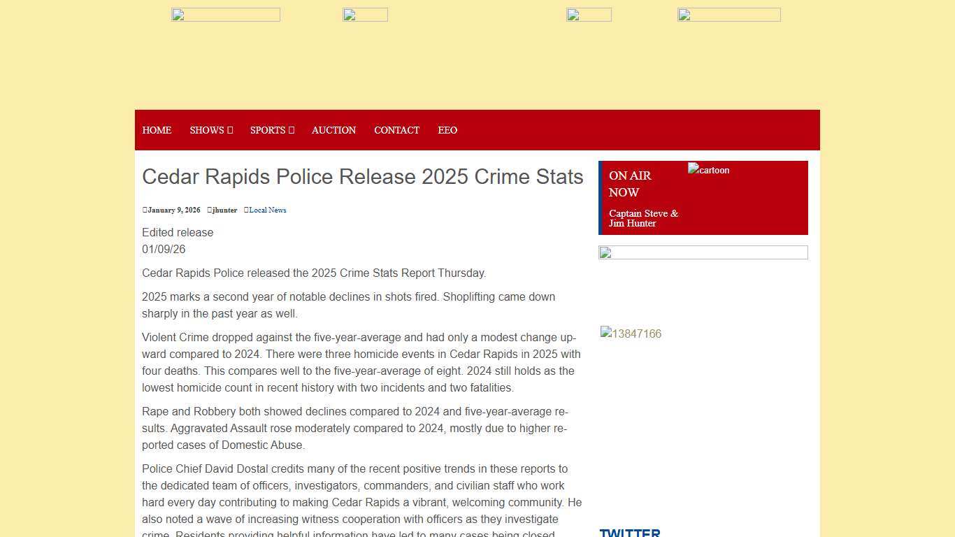 Cedar Rapids Police Release 2025 Crime Stats The Mighty 1630 KCJJ